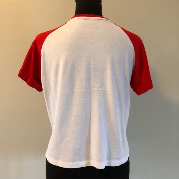 Womens Stranger Things Red White tie front short sleeve t-shirt size S - Picture 5 of 12